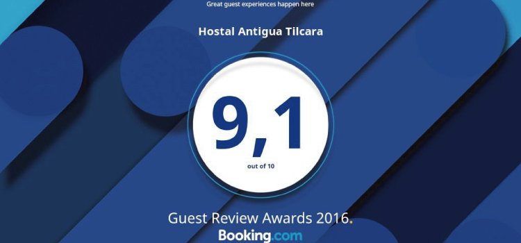 Booking.com Award for Hotel Antigua Tilcara in 2016